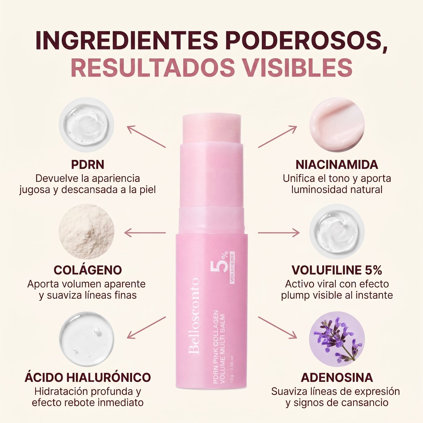Bálsamo Coreano 6 en 1 con PDRN Liposomal, NAD, Colágeno y Volufiline 5% - VOLUME GLOW STICK™