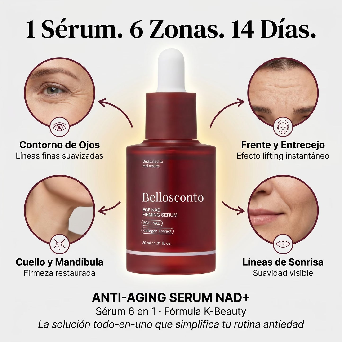 Sérum Antiedad Coreano con NAD+ Liposomal, EGF y Colágeno + 8 Péptidos — ANTI-AGING SERUM NAD+™